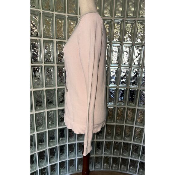 Loft Frenchie French bulldog rosebud pink cotton sweater - size S - OE - Picture 4 of 10